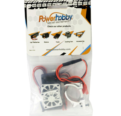 Powerhobby 1/8 Aluminum Heatsink 30mm Twin Turbo High Speed Cooling Fans 28K Silver