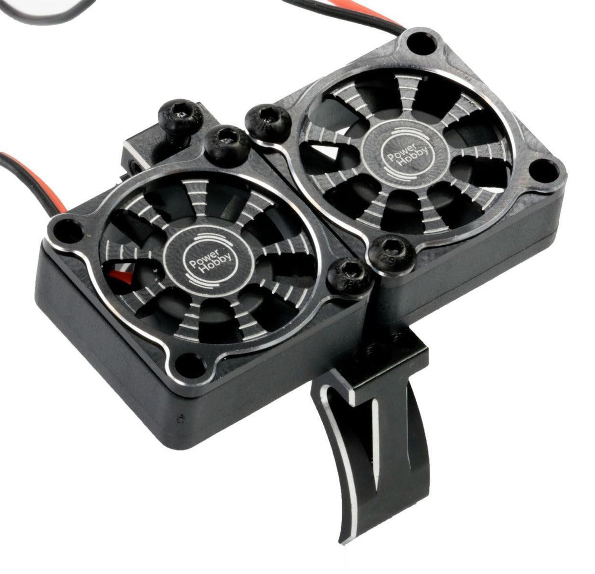 Powerhobby 1/10 Car Aluminum Heatsink 30mm Twin Turbo Cooling Fans Mount BLACK