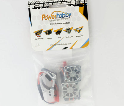 Powerhobby 1/10 Aluminum Heatsink Mount 30mm Twin Turbo Cooling Fans 28K Gunmetal