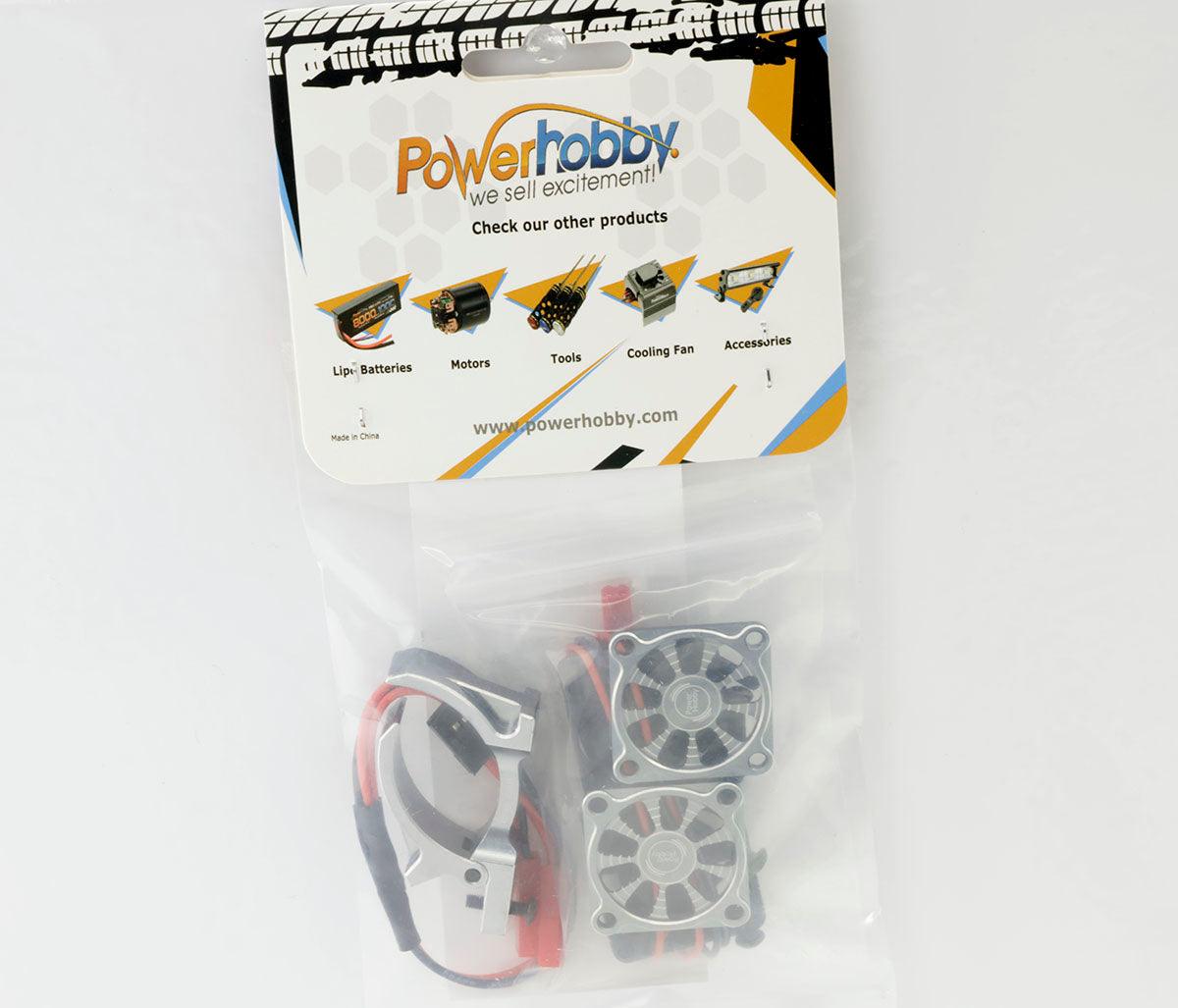 Powerhobby 1/8 Aluminum Heatsink High Speed 30mm Twin Turbo Cooling Fans 28K Gunmetal