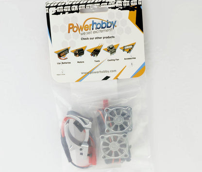 Powerhobby 1/10 Car Aluminum Heatsink 30mm Twin Turbo Cooling Fans Mount Gun