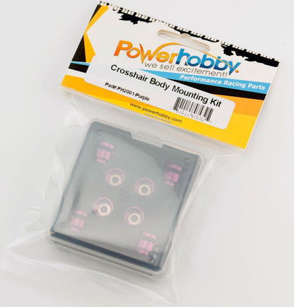 Powerhobby Crosshair Magnetic Body Mount / Mounting Kit 1/10 On Road Purple