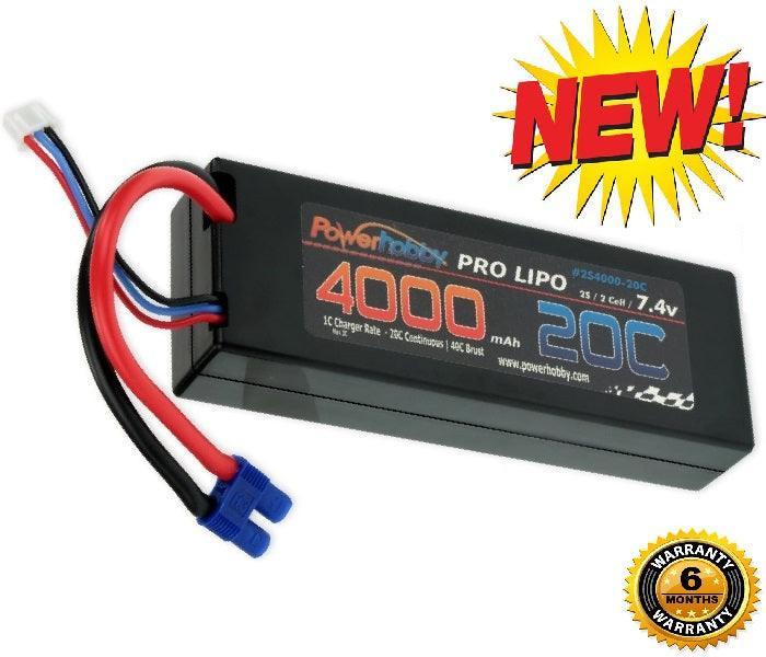 PowerHobby 2S 7.4V 4000mAh 20C Lipo Battery Pack w EC3 Plug Hard Case