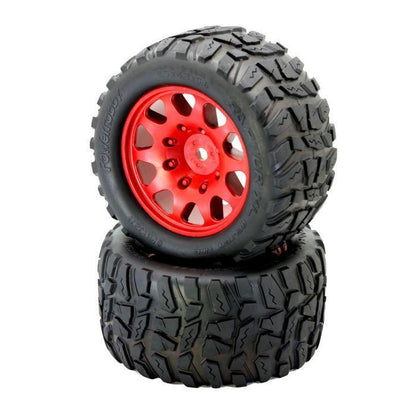Powerhobby Raptor XL Belted Tires Viper Wheels (4) Arrma Kraton Outcast 8S RED