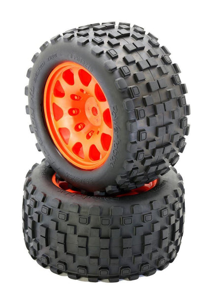 Powerhobby SCORPION XL Belted Tires / Viper Wheels (4) FOR Traxxas X-Maxx ORANGE