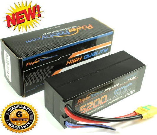 Powerhobby 4S 14.8V 5200mAh 50C Lipo Battery Hard Case 4-Cell w XT90 Plug