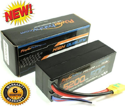 Powerhobby 4S 14.8V 5200mAh 50C Lipo Battery Hard Case 4-Cell w XT90 Plug