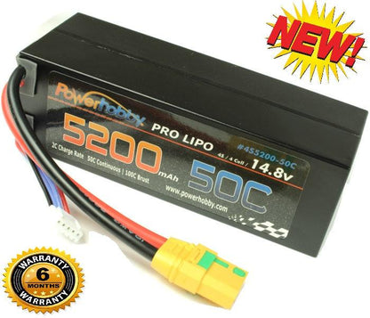 Powerhobby 4S 5200mAh 50C-100C Lipo Battery Hard Case XT90 Anti-Spark Plug