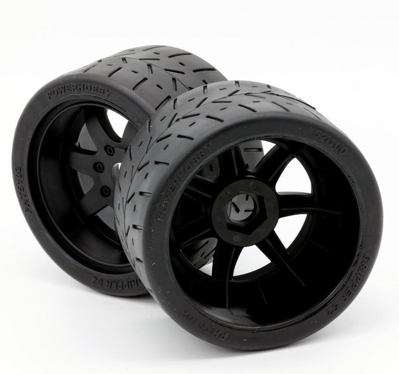 Powerhobby 1/8 Gripper 54/100 Belted Mounted Tires 17mm Black Wheels