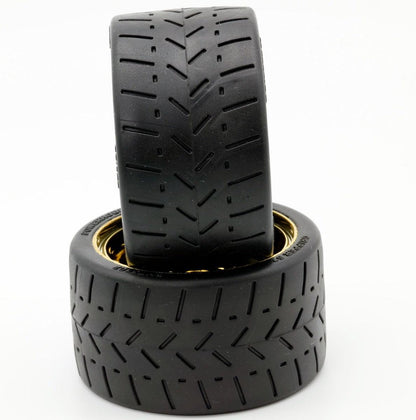 Powerhobby 1/8 Gripper 54/100 Belted Mounted Tires 17mm Gold Wheels