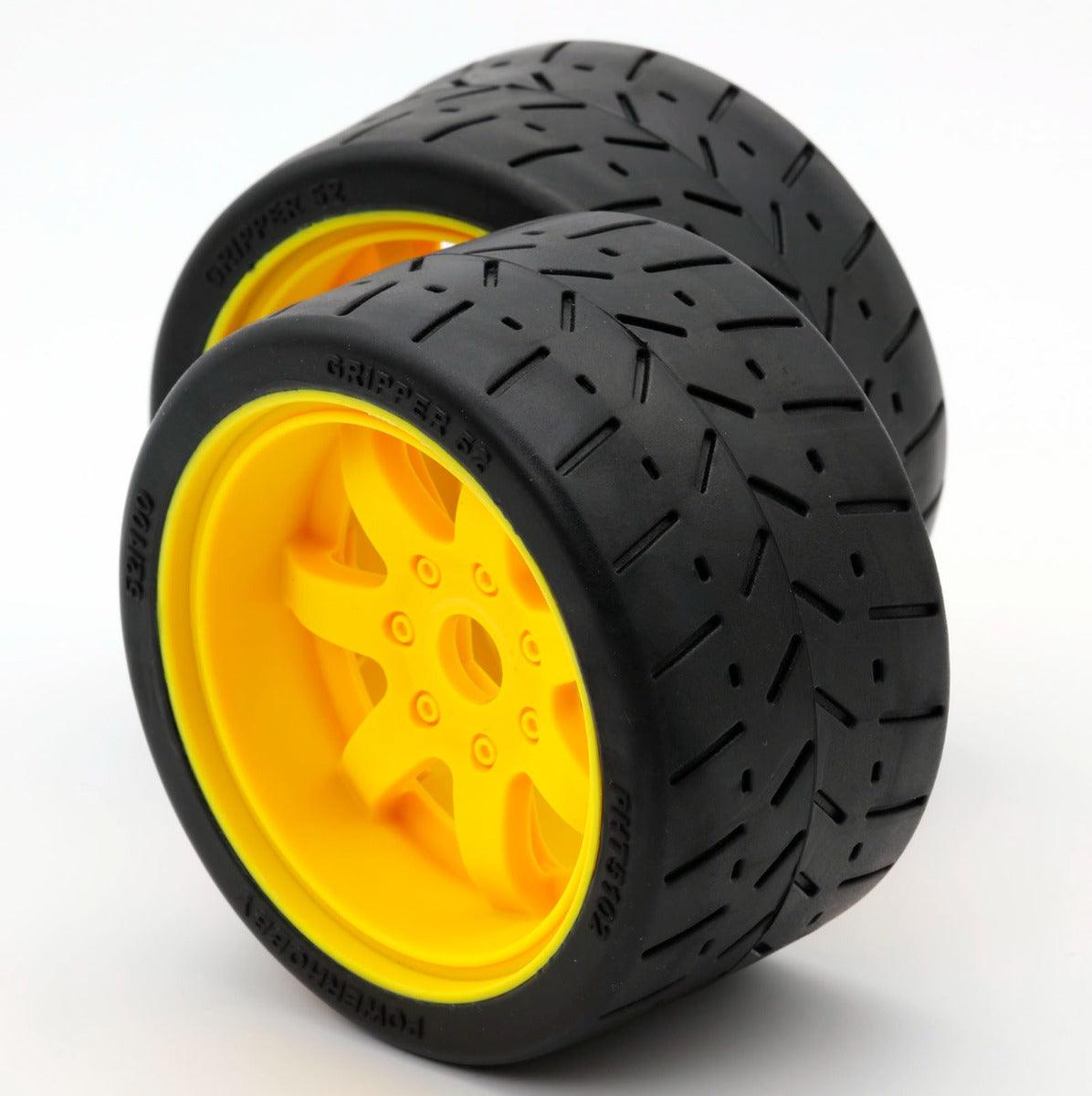 Powerhobby 1/8 Gripper 54/100 Belted Mounted Tires 17mm Yellow Wheels