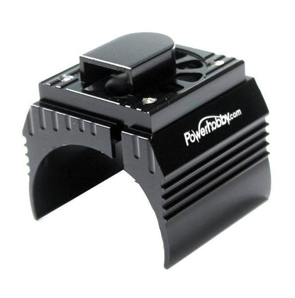 Powerhobby Aluminum Motor Heatsink + Cooling Fan For 1/8 Size Motors Black