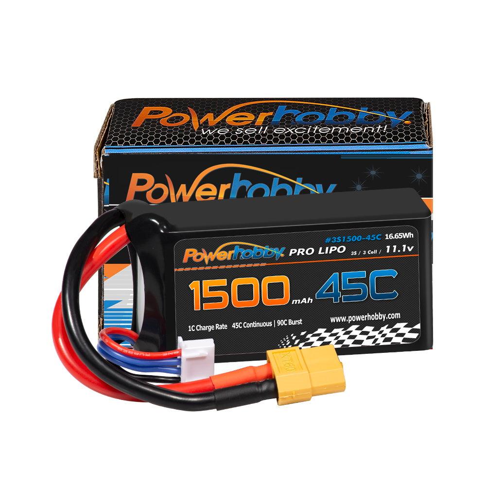 Powerhobby 3S 11.1V 1500mAh 45C Lipo Battery with XT60 Connector 3-Cell
