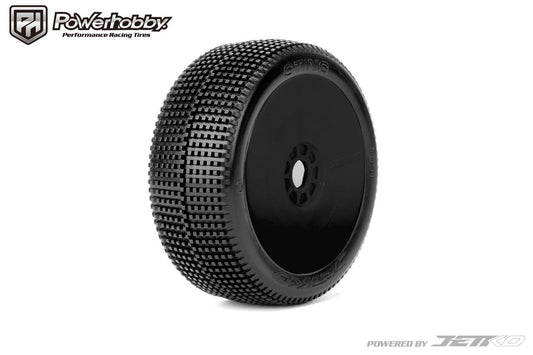 Powerhobby Sting 1/8 Buggy Mounted Tires Black Wheels (2) Ultra Soft