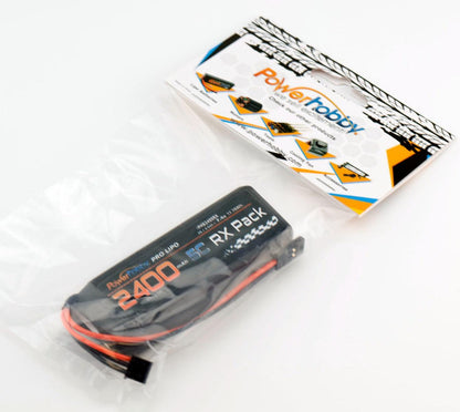 Powerhobby 2S 7.4V 2400mAh 5C RX Receiver Lipo Battery Pack Servo Connector