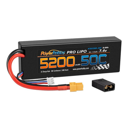 PowerHobby 2S 7.4V 5200mAh 50C Lipo Battery Pack w XT60 Connector Hard Case