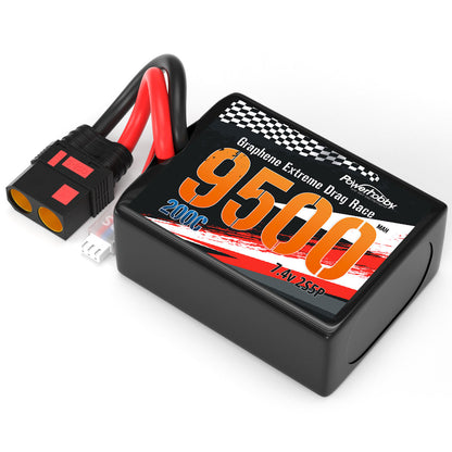 Powerhobby 2S 9500MAH 200C DRAG LIPO BATTERY PACK 2S5P w 8AWG Wire QS8 PLUG