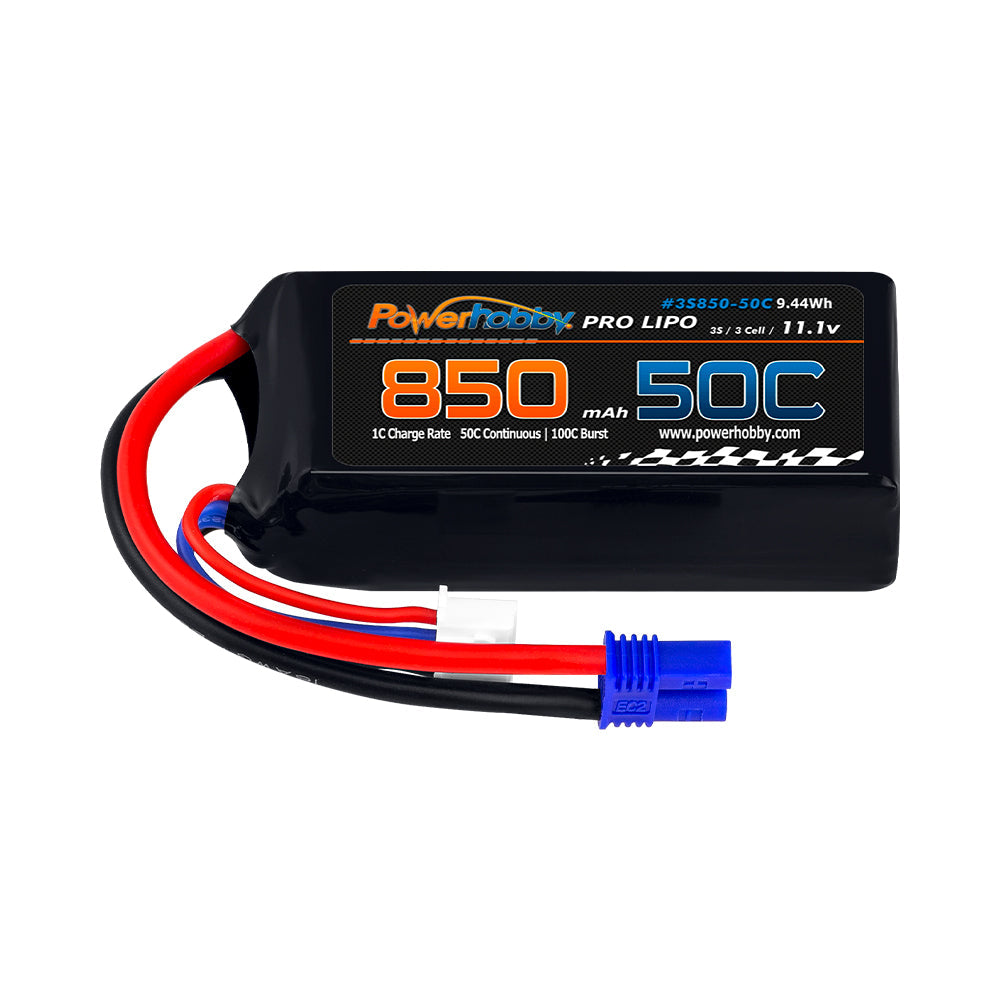 Powerhobby 3s 11.1 850mah 50c Lipo Battery w ec2 Plug
