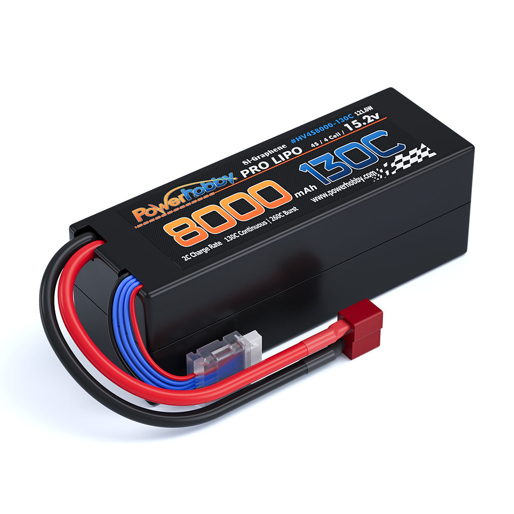 Powerhobby 4s 15.2V 8000MAH 130C HV + GRAPHENE Lipo Battery Deans Plug Hard Case