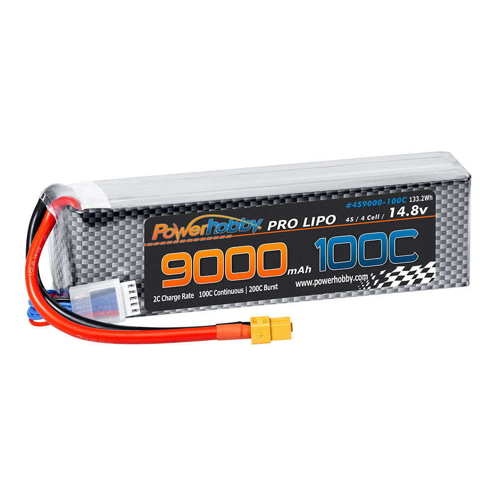 Powerhobby 4s 9000mah 100c Graphene Lipo Battery w  XT60 Plug + Adapter