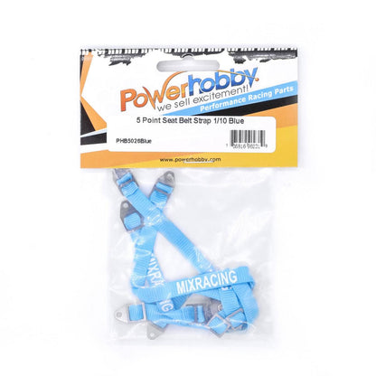 Powerhobby 5 Point Seat Belt Strap 1/10 Scale Rock Crawler Blue