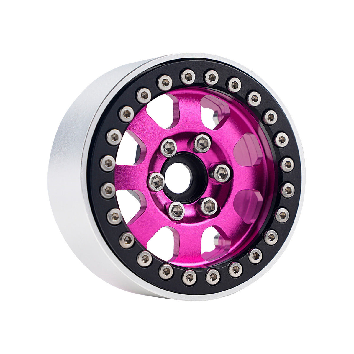Powerhobby B1 Aluminum 1.9 Beadlock Wheels w 9mm Hubs Pink (4) 1/10 Rock Crawler