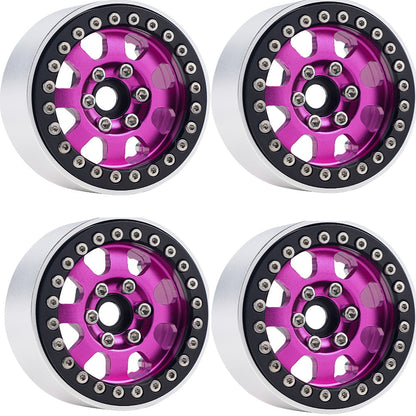 Powerhobby B1 Aluminum 1.9 Beadlock Wheels w 9mm Hubs Pink (4) 1/10 Rock Crawler