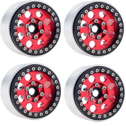 Powerhobby B2 Aluminum 1.9 Beadlock Wheels 9mm Hubs Red (4) 1/10 Rock Crawler