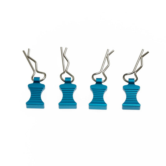 Powerhobby Pro Aluminum Easy Pull 1/10 1/8 Body Clips Blue (4)