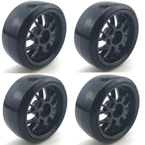Powerhobby 1/10 Drift Car Mounted Tires / Wheels (4) Black PY010