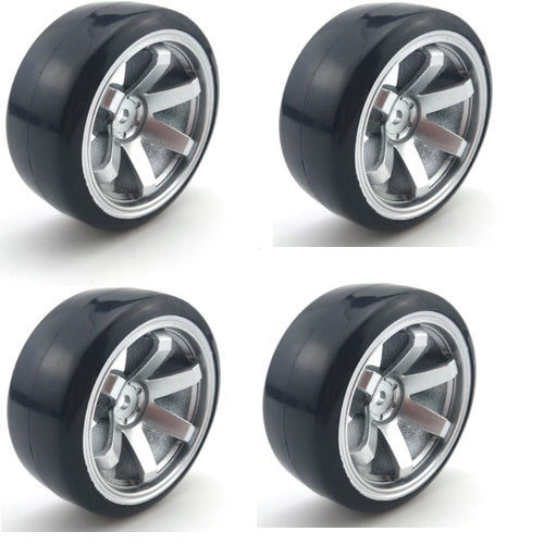 Powerhobby 1/10 Drift Car Mounted Tires / Wheels (4) Silver PY026