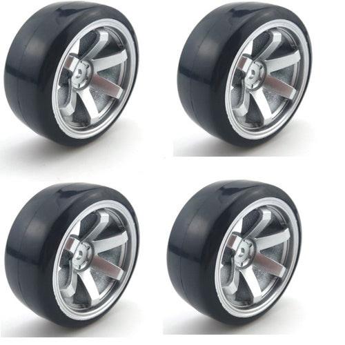 Powerhobby 1/10 Drift Car Mounted Tires / Wheels (4) Silver PY026