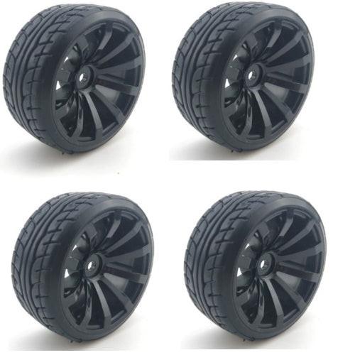 Powerhobby 1/10 Drift Car Mounted Tires / Wheels (4) Black PY093
