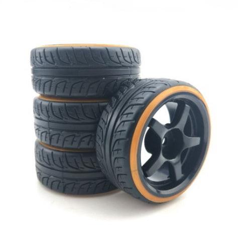 Powerhobby 1/10 Drift Car Mounted Tires / Wheels (4) Gold / Black PY519