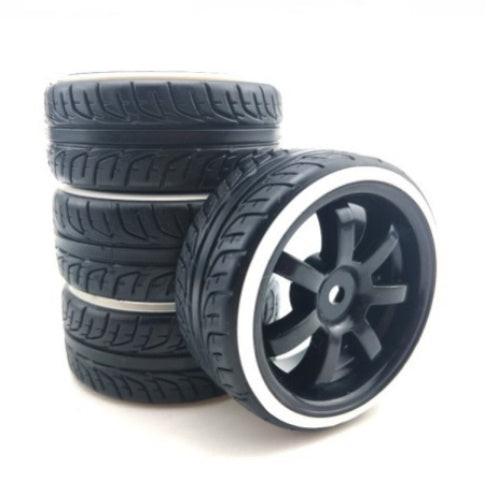 Powerhobby 1/10 Drift Car Mounted Tires / Wheels (4) White / Black PY481