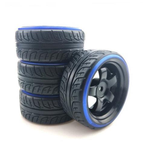 Powerhobby 1/10 Drift Car Mounted Tires / Wheels (4) Blue / Black PY556