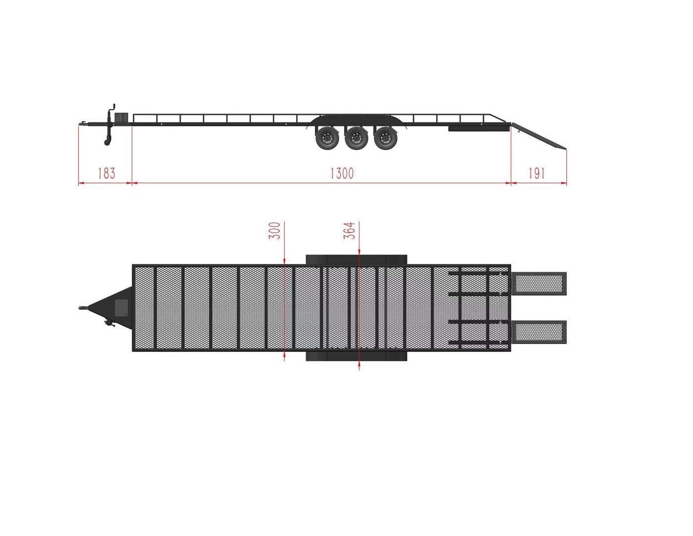 Powerhobby Tri Axle Full Metal Trailer with LED Lights