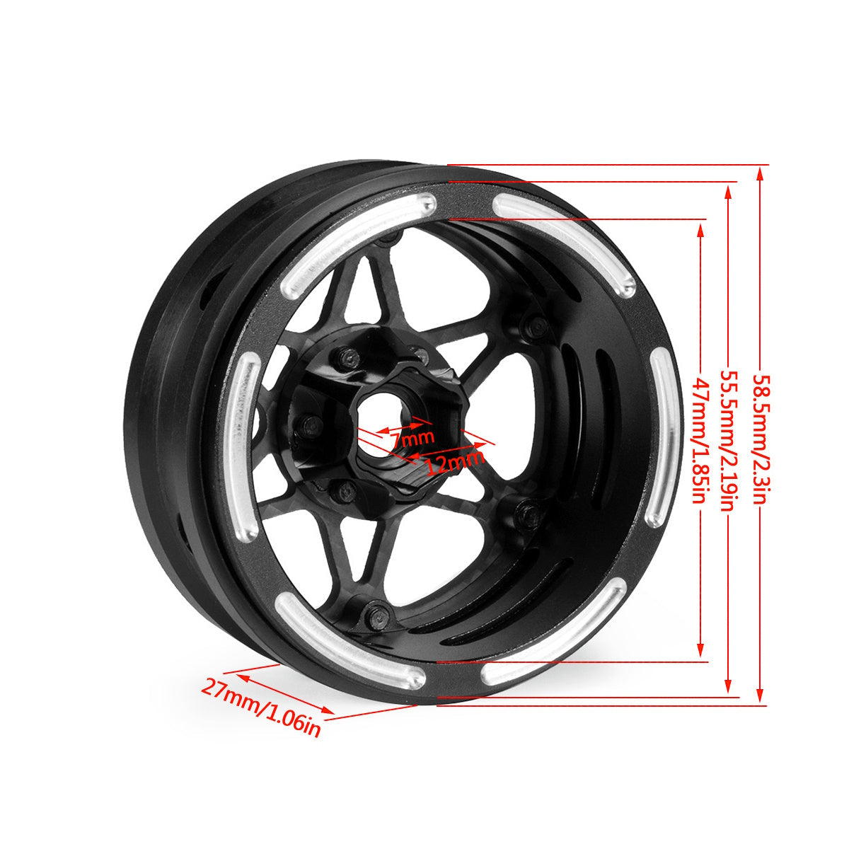 Powerhobby 1.9" Carbon Fiber Lightweight Beadlock Wheels A 1/10 Rock Crawler