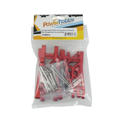 Powerhobby Aluminum Front / Rear Suspension A-Arms Red FOR Traxxas Slash 2WD