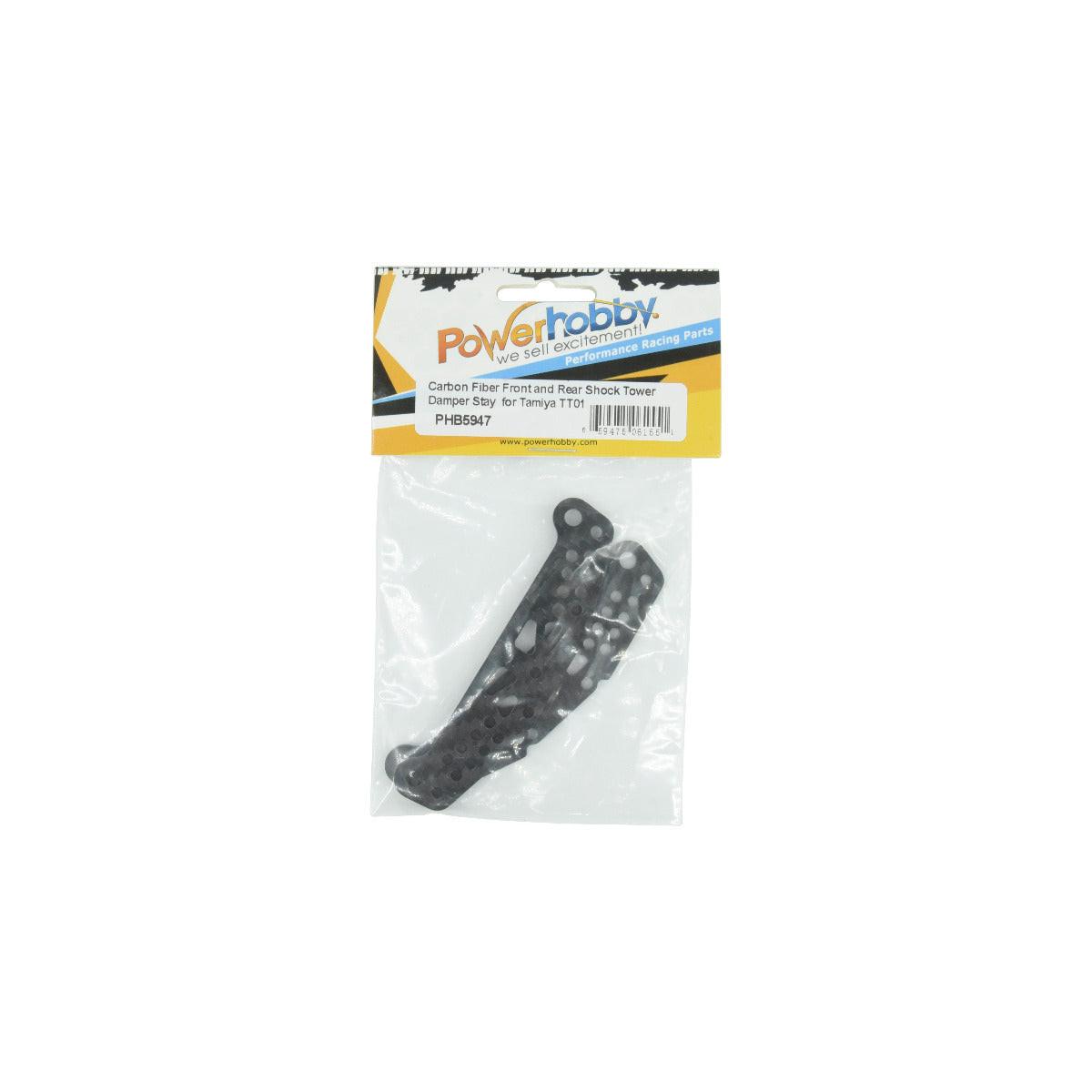 Powerhobby Carbon Fiber Front / Rear Sock Tower Damper Stay Tamiya TT-01