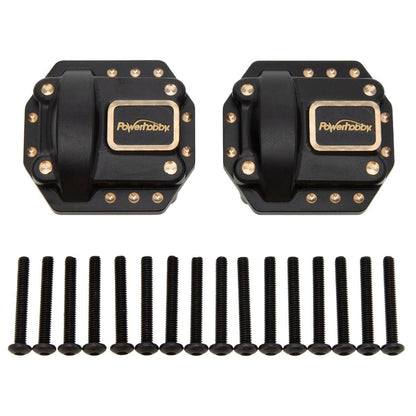 Powerhobby Brass Front / Rear Axle Differential Covers Axial SCX10 II / Plastic Axles
