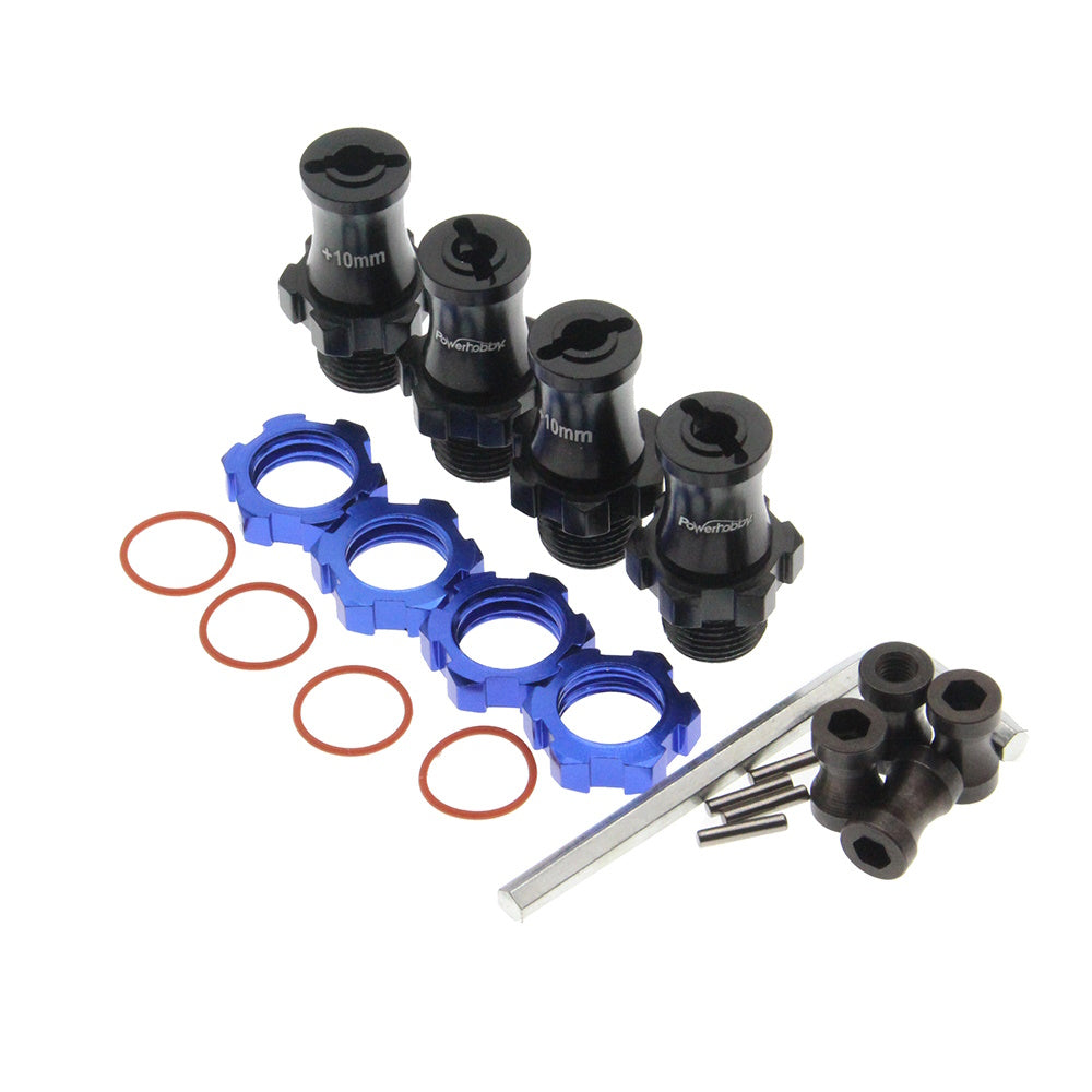 Powerhobby +10mm Extended 17mm Hex Hub Adapter Blue FOR Traxxas Slash Rustler