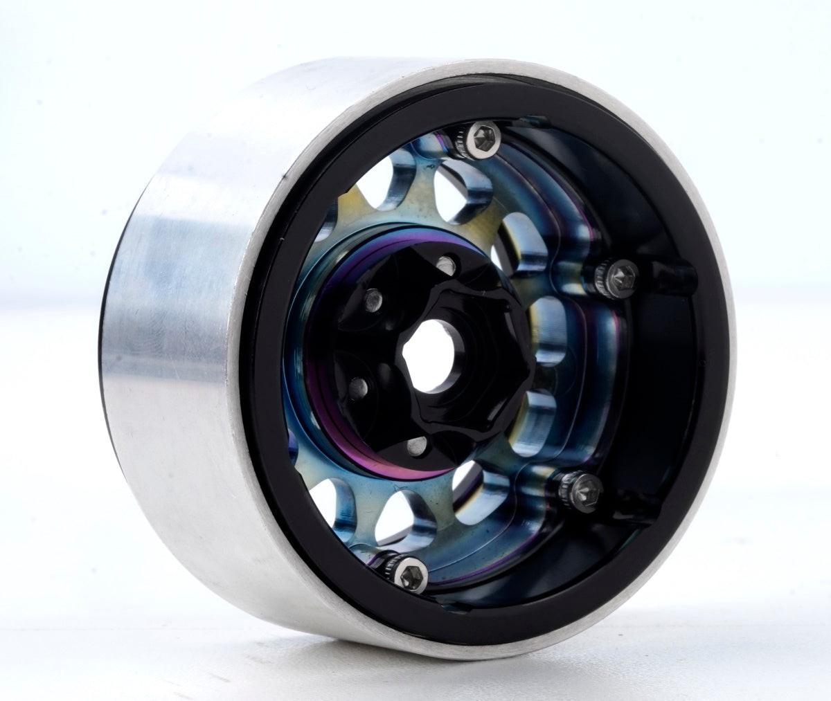 Powerhobby Aluminum 1.9" Beadlock Wheels Green Titanium (4) 1/10 Rock Crawler
