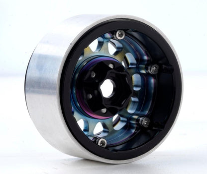 Powerhobby Aluminum 1.9" Beadlock Wheels Green Titanium (4) 1/10 Rock Crawler