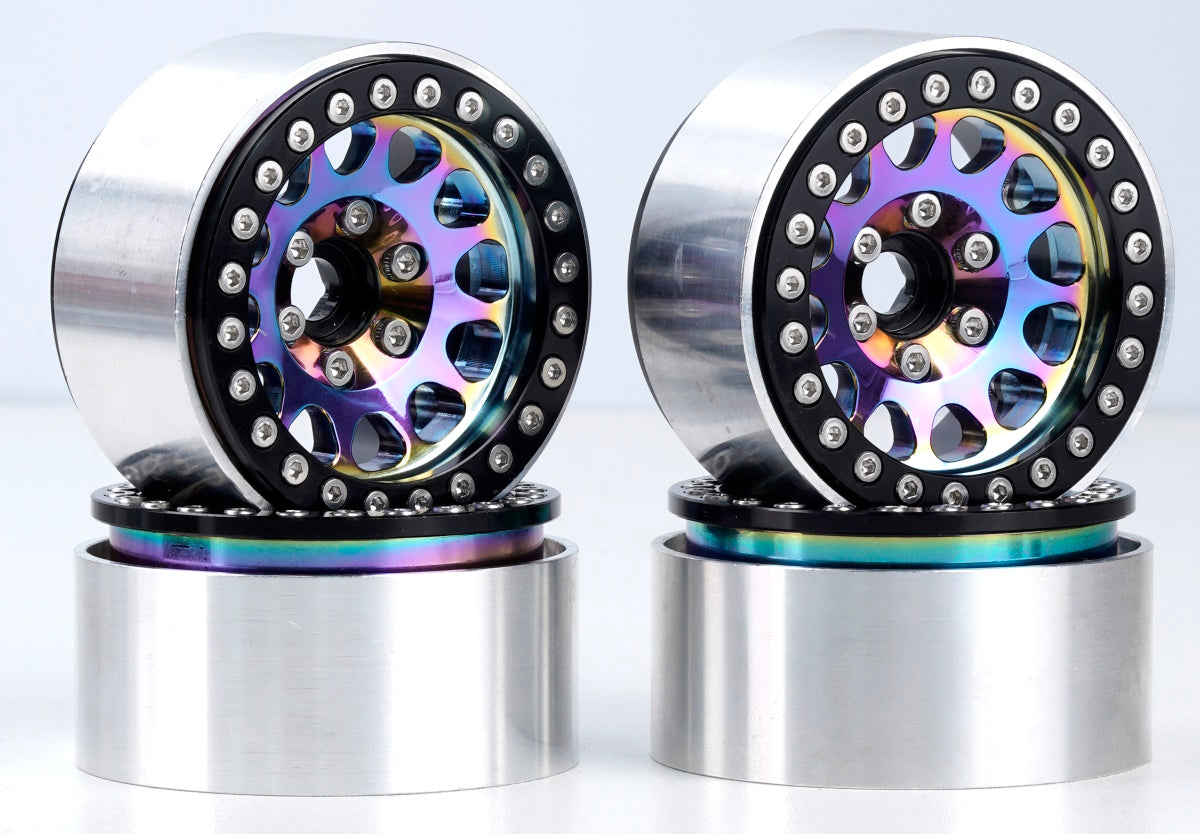 Powerhobby Aluminum 1.9" Beadlock Wheels Titanium (4) 1/10 Rock Crawler