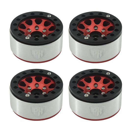 Powerhobby Aluminum 2.2" Beadlock Wheels Red (4) 1/10 Rock Crawler