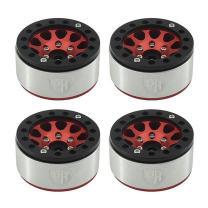 Powerhobby Aluminum 1.55" Beadlock Wheels Red (4) 1/10 Rock Crawler