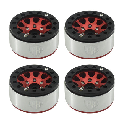 Powerhobby Aluminum 1.55" Beadlock Wheels Red (4) 1/10 Rock Crawler