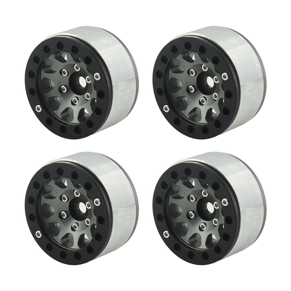 Powerhobby Aluminum 1.55" Beadlock Wheels Grey (4) 1/10 Rock Crawler
