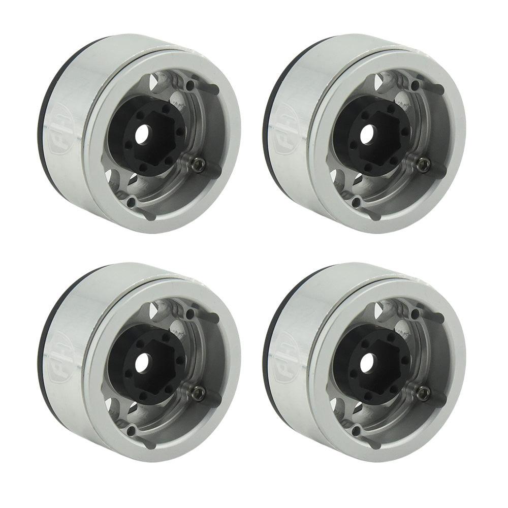 Powerhobby Aluminum 1.55" Beadlock Wheels Silver (4) 1/10 Rock Crawler